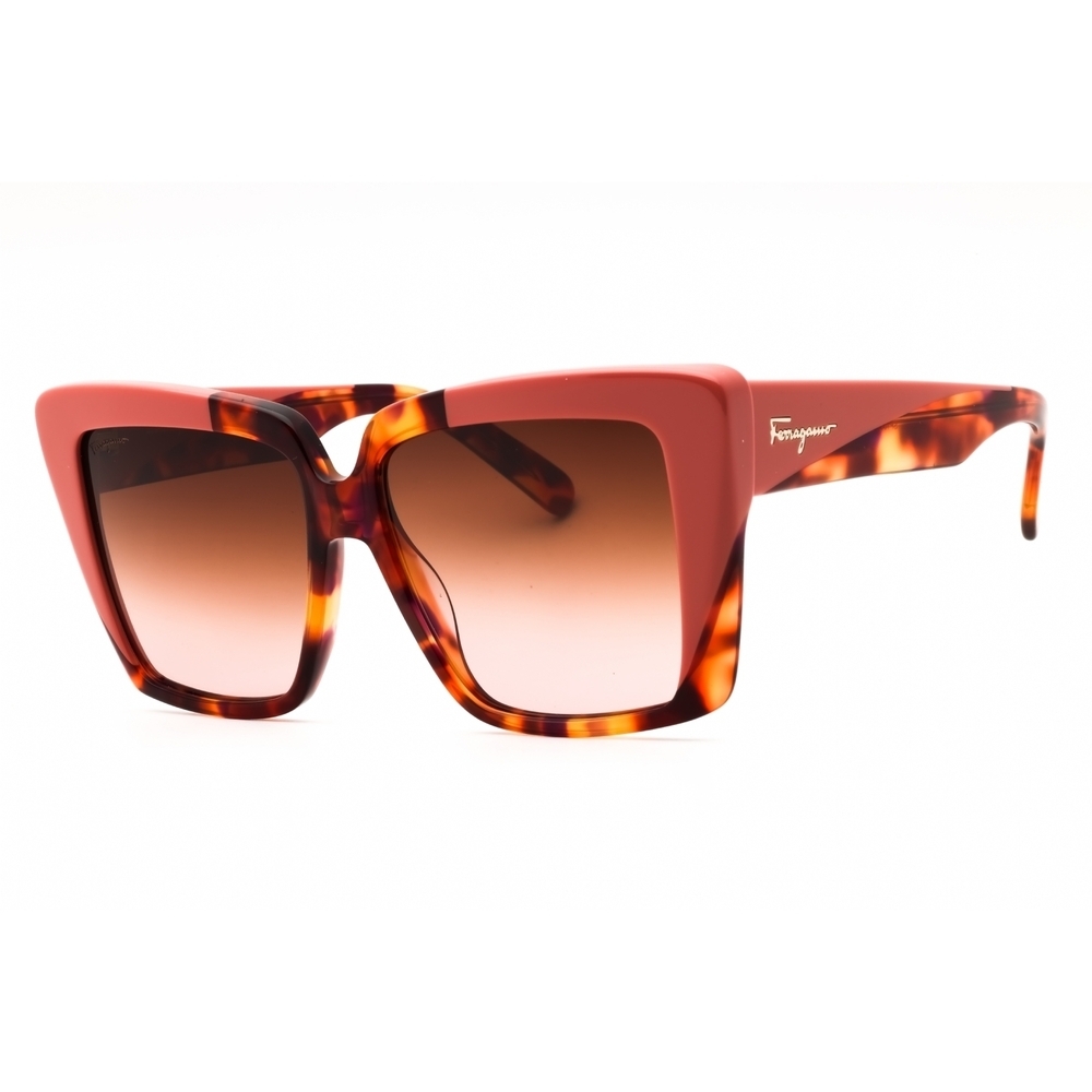 Salvatore Ferragamo SF1060S Sunglasses Red Tortoise-Rose Acetate Oversized